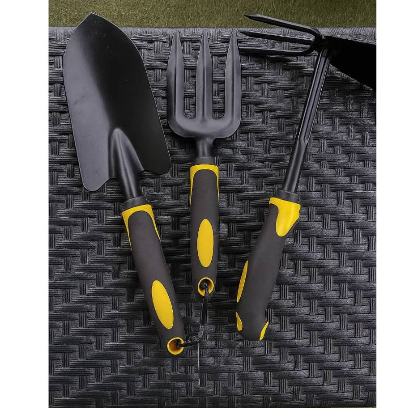 3 Piece Garden Tool Set With Black and Yellow handle - Savvy Gardens Centre