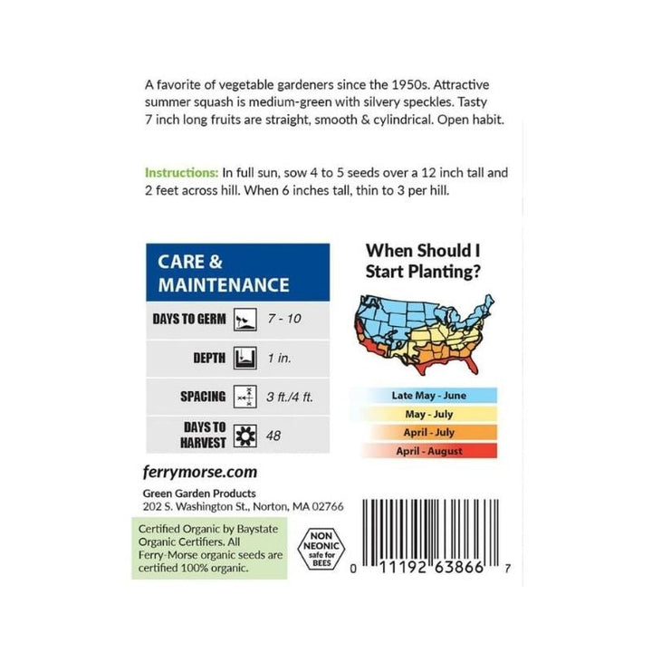 Organic Ferry Morse Squash,Summer Grey Zucchini - Savvy Gardens Centre