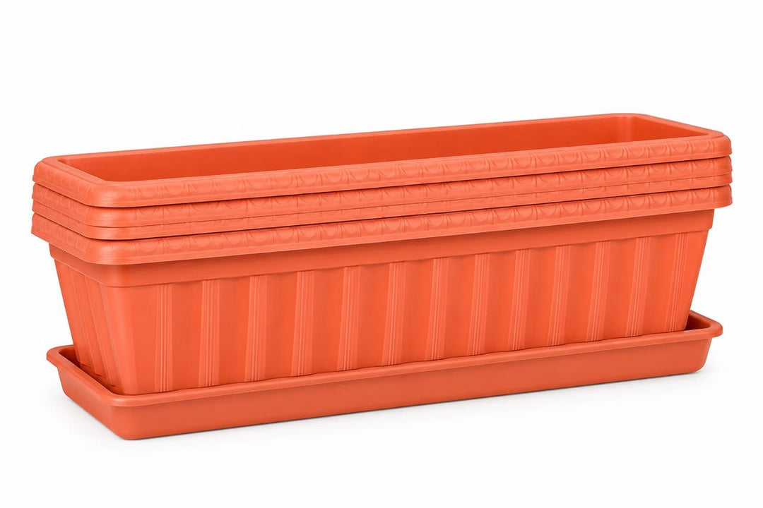 Rectangular Flower Pot With Saucer (Sizes 1–4) - Savvy Gardens Centre