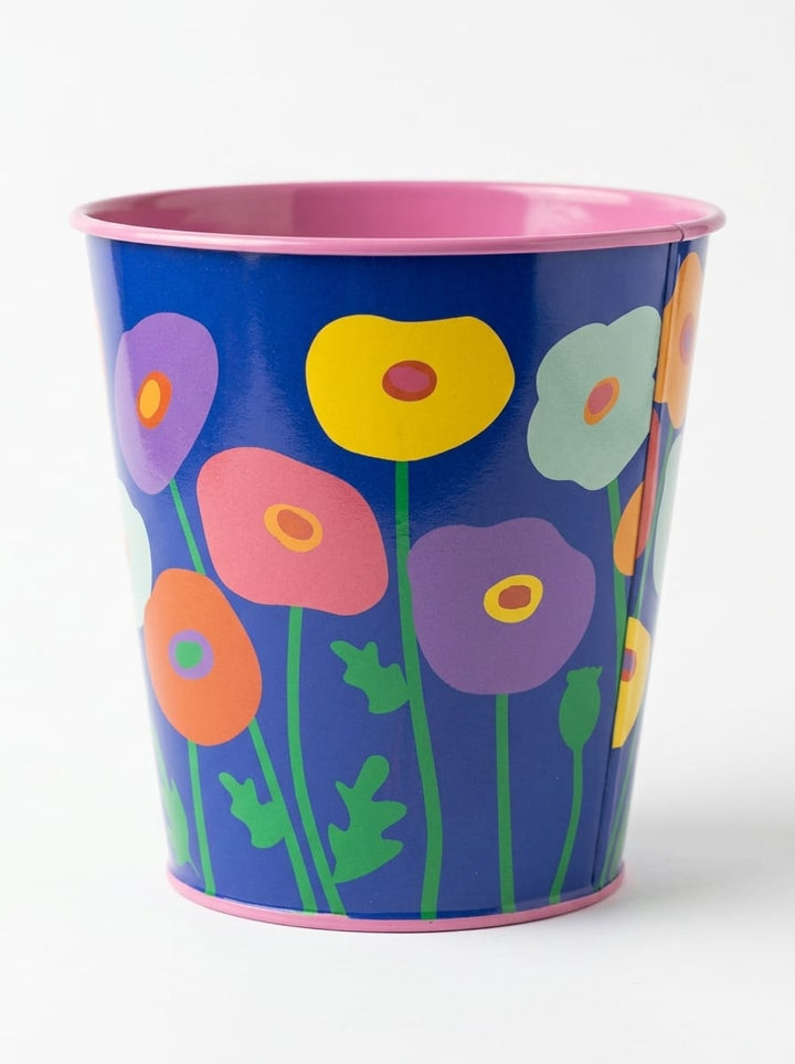 Flower-Themed Round Pot