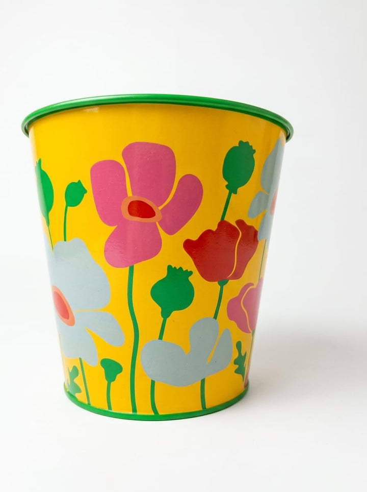 Flower-Themed Round Pot