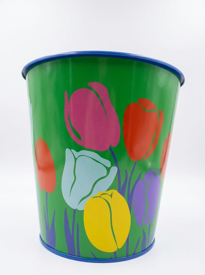 Flower-Themed Round Pot