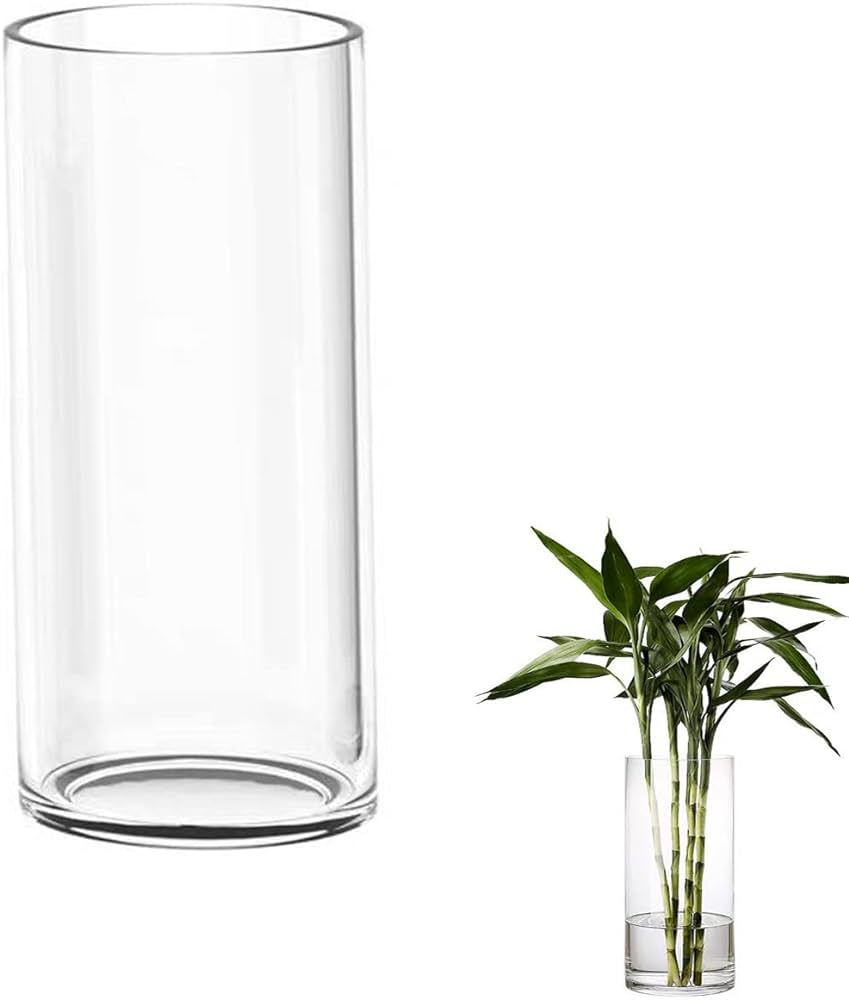 CLEAR GLASS CYLINDRICAL VASE 20CM - LGC