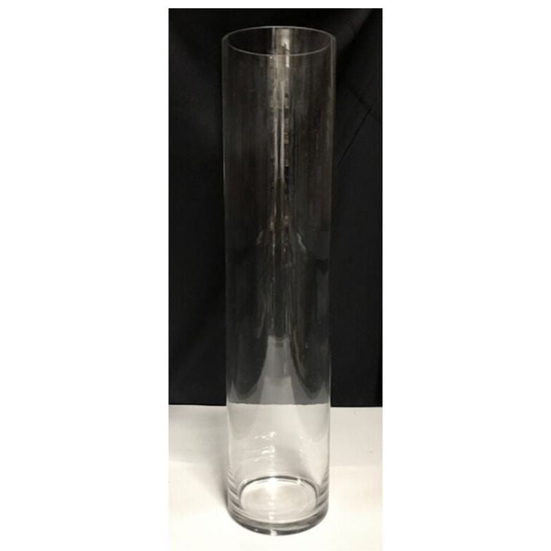 CLEAR GLASS CYLINDRICAL VASE 60CM - LGC