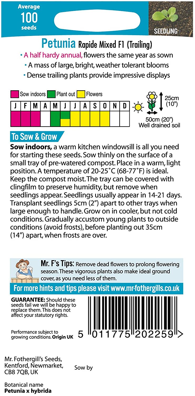 Mr Fothergills Petunia Rapide Mixed F1 - LGC