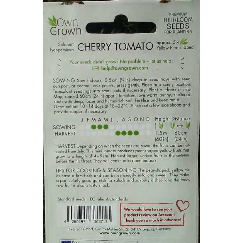 OWN GROWN CHERRY TOMATO YELLOW PEARLED-SHAPED - Savvy Gardens Centre